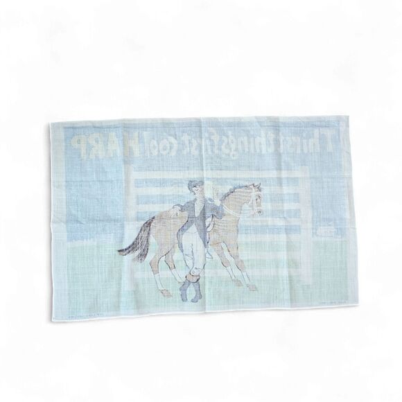 Harp Guinness Beer Horse Vintage Irish Linen Tea Towel "Thirst things first" - Picture 5 of 7